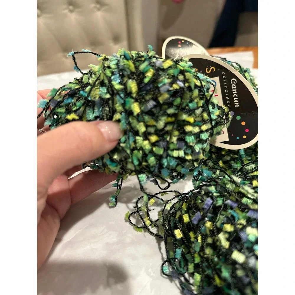 S. Charles Flag Ribbon Yarn Made in Italy Blue & Greens